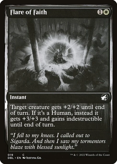 Flare of Faith, carta Magic di tipo Instant illustrata da Justyna Dura