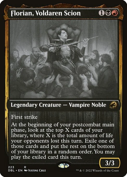 Florian, Voldaren Scion, carta Magic di tipo Legendary Creature — Vampire Noble illustrata da Justine Cruz