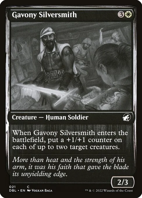 Gavony Silversmith, carta Magic di tipo Creature — Human Soldier illustrata da Volkan Baǵa