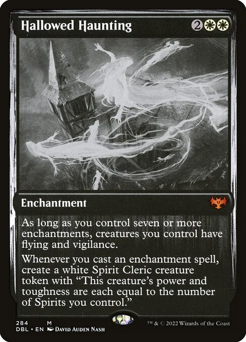 Hallowed Haunting, carta Magic di tipo Enchantment illustrata da David Auden Nash
