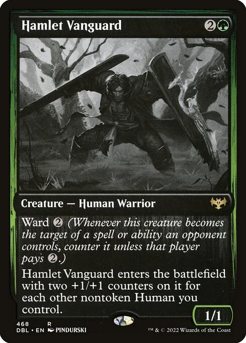 Hamlet Vanguard, carta Magic di tipo Creature — Human Warrior illustrata da PINDURSKI
