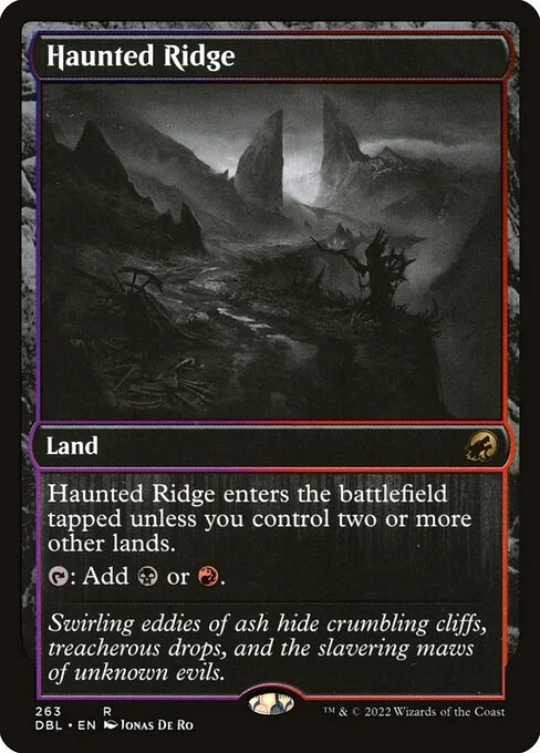 Haunted Ridge, carta Magic di tipo Land illustrata da Jonas De Ro