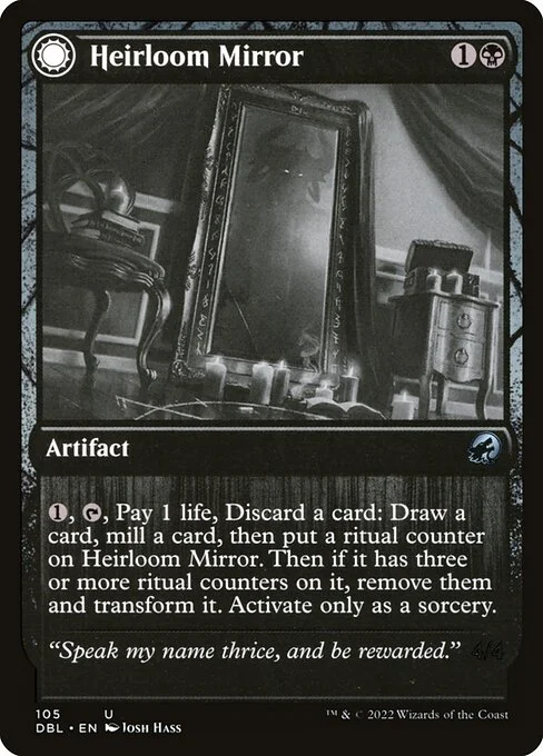 Heirloom Mirror // Inherited Fiend, carta Magic di tipo Artifact // Creature — Demon illustrata da Josh Hass