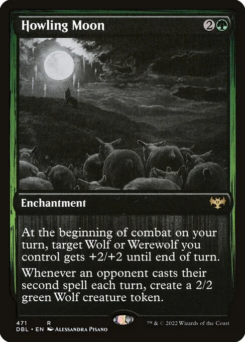 Howling Moon, carta Magic di tipo Enchantment illustrata da Alessandra Pisano