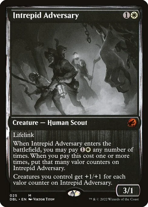 Intrepid Adversary, carta Magic di tipo Creature — Human Scout illustrata da Viktor Titov