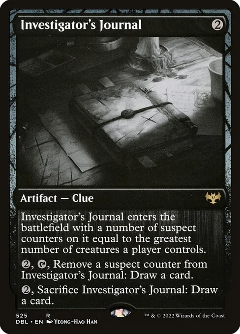 Investigator's Journal, carta Magic di tipo Artifact — Book Clue illustrata da Yeong-Hao Han