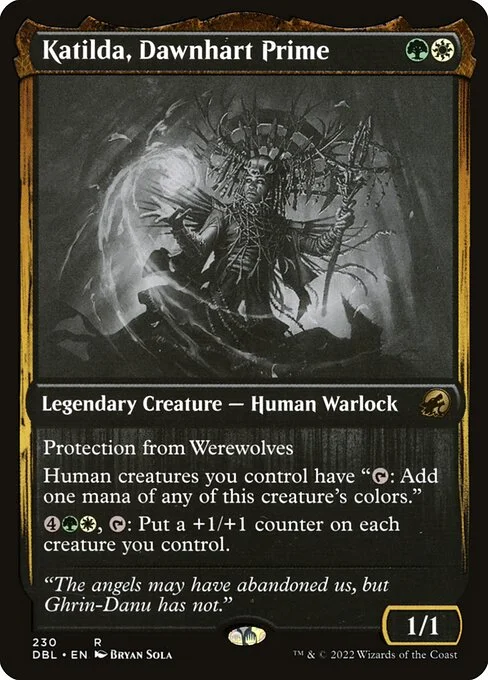 Katilda, Dawnhart Prime, carta Magic di tipo Legendary Creature — Human Warlock illustrata da Bryan Sola