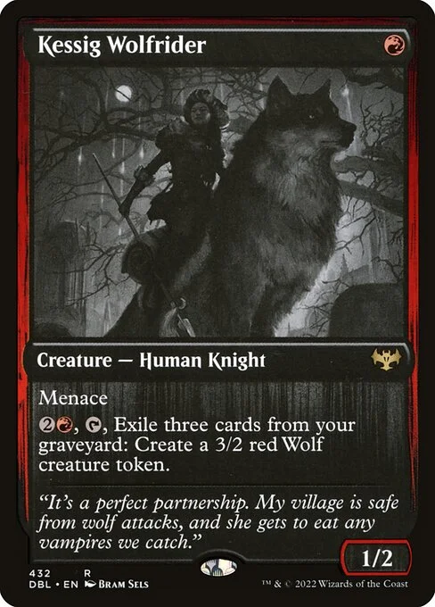 Kessig Wolfrider, carta Magic di tipo Creature — Human Knight illustrata da Bram Sels