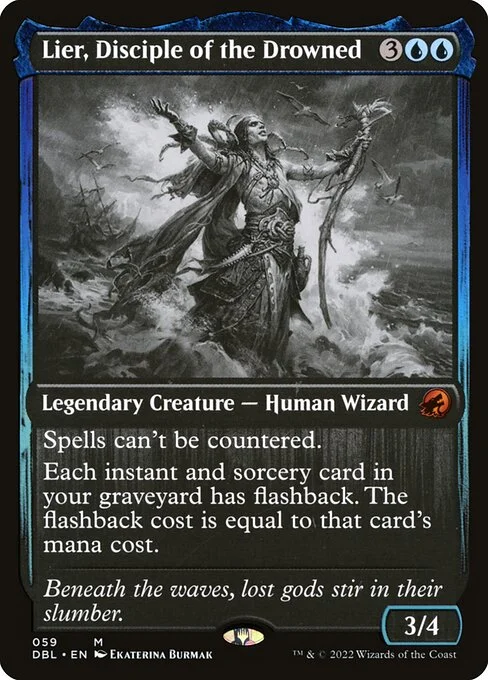 Lier, Disciple of the Drowned, carta Magic di tipo Legendary Creature — Human Wizard illustrata da Ekaterina Burmak