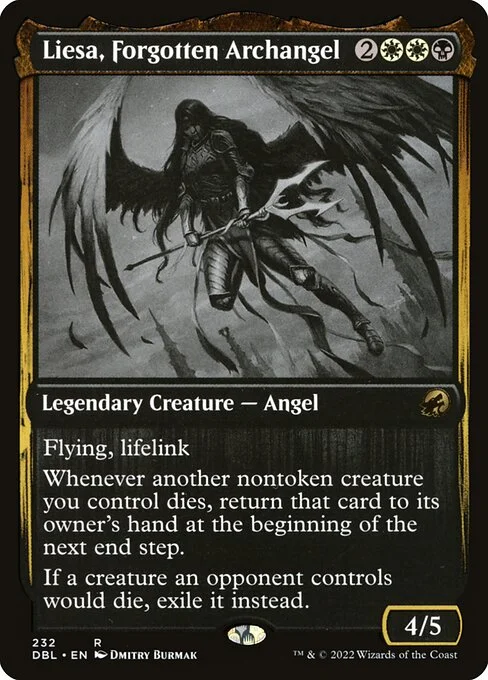 Liesa, Forgotten Archangel, carta Magic di tipo Legendary Creature — Angel illustrata da Dmitry Burmak