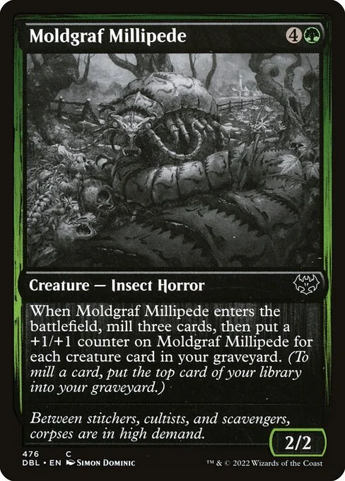Moldgraf Millipede, carta Magic di tipo Creature — Insect Horror illustrata da Simon Dominic