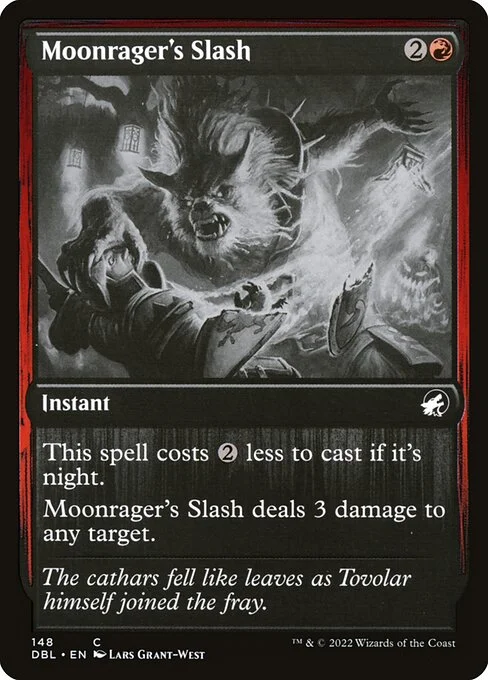 Moonrager's Slash, carta Magic di tipo Instant illustrata da Lars Grant-West