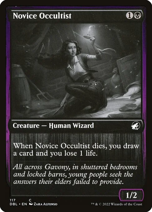 Novice Occultist, carta Magic di tipo Creature — Human Wizard illustrata da Zara Alfonso