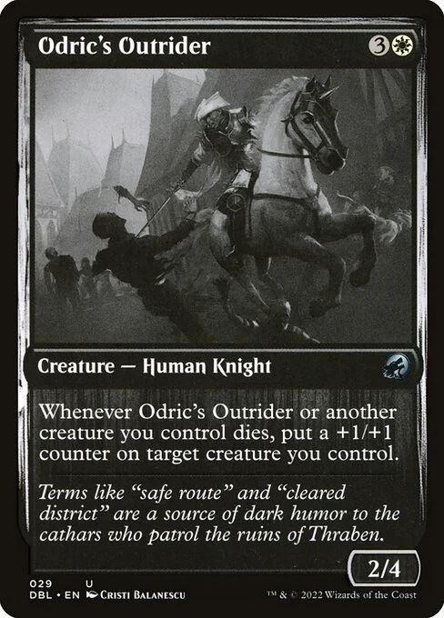 Odric's Outrider, carta Magic di tipo Creature — Human Knight illustrata da Cristi Balanescu