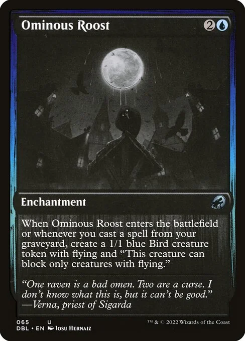 Ominous Roost, carta Magic di tipo Enchantment illustrata da Josu Hernaiz