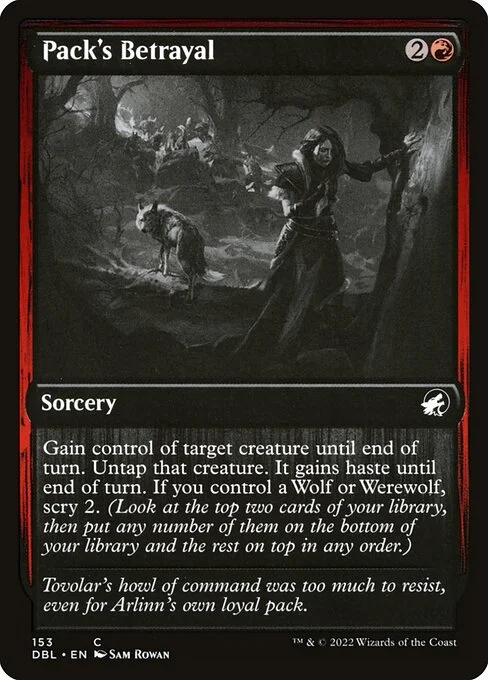 Pack's Betrayal, carta Magic di tipo Sorcery illustrata da Sam Rowan
