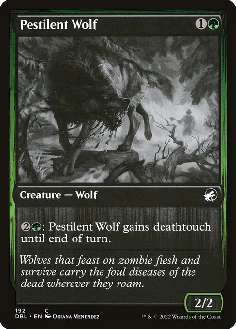 Pestilent Wolf, carta Magic di tipo Creature — Wolf illustrata da Oriana Menendez
