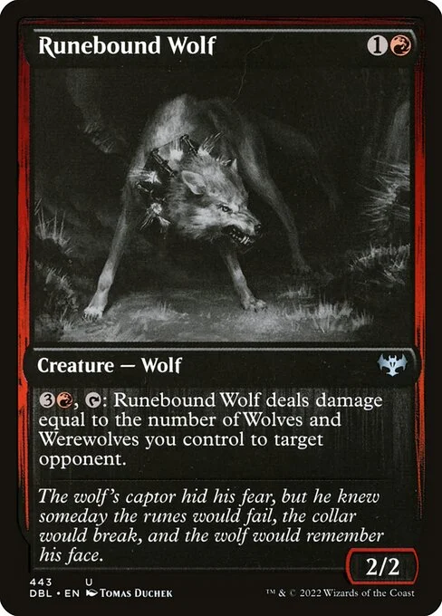 Runebound Wolf, carta Magic di tipo Creature — Wolf illustrata da Tomas Duchek