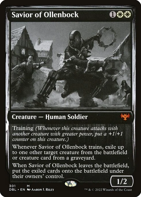 Savior of Ollenbock, carta Magic di tipo Creature — Human Soldier illustrata da Aaron J. Riley