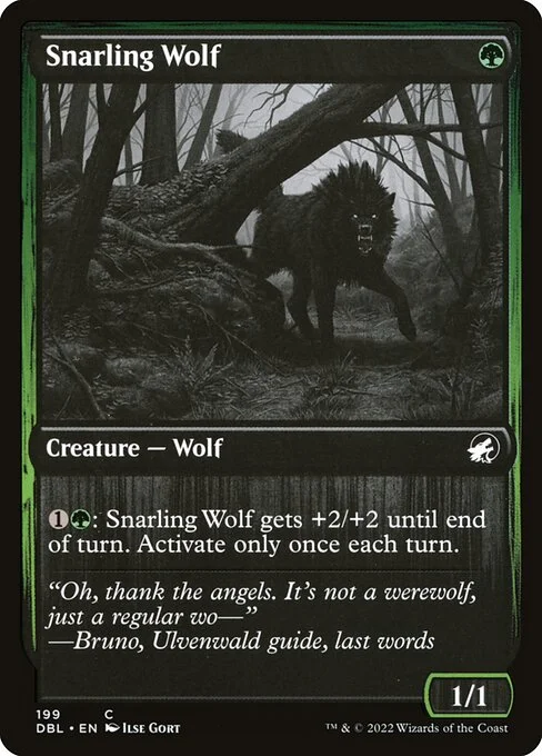 Snarling Wolf, carta Magic di tipo Creature — Wolf illustrata da Ilse Gort