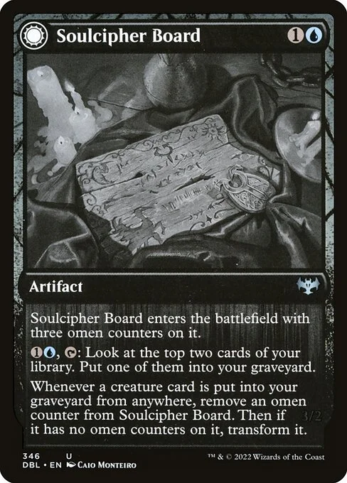Soulcipher Board // Cipherbound Spirit, carta Magic di tipo Artifact // Creature — Spirit illustrata da Caio Monteiro