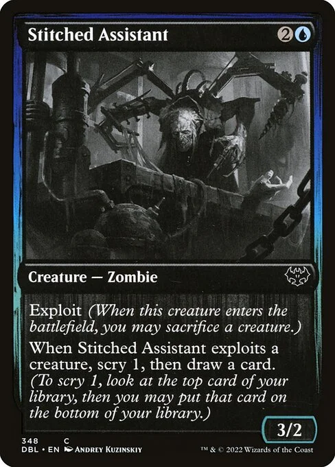 Stitched Assistant, carta Magic di tipo Creature — Zombie illustrata da Andrey Kuzinskiy