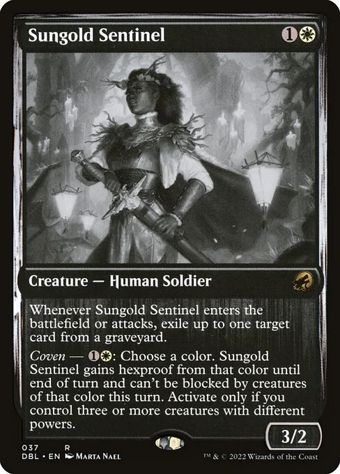 Sungold Sentinel, carta Magic di tipo Creature — Human Soldier illustrata da Marta Nael