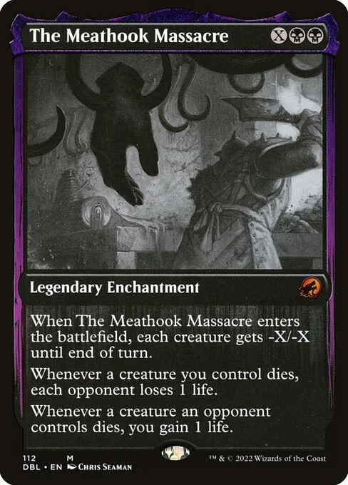 The Meathook Massacre, carta Magic di tipo Legendary Enchantment illustrata da Chris Seaman