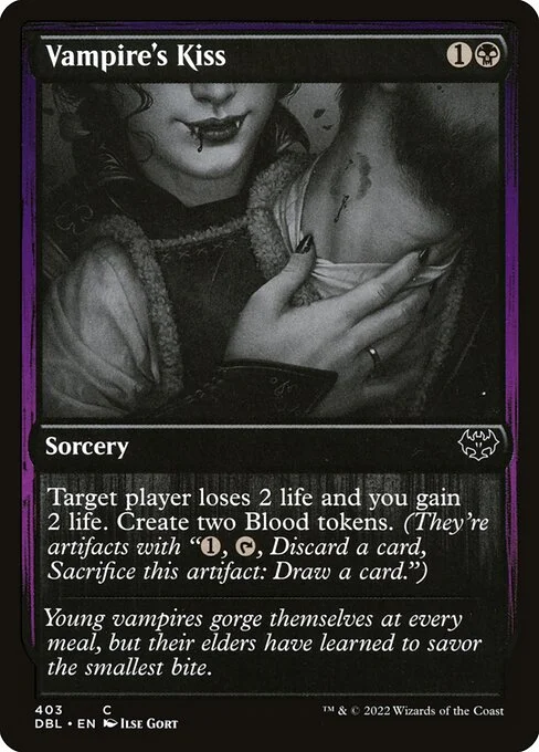 Vampire's Kiss, carta Magic di tipo Sorcery illustrata da Ilse Gort