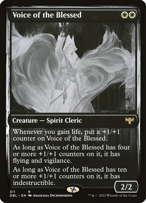 Voice of the Blessed, carta Magic di tipo Creature — Spirit Cleric illustrata da Anastasia Ovchinnikova