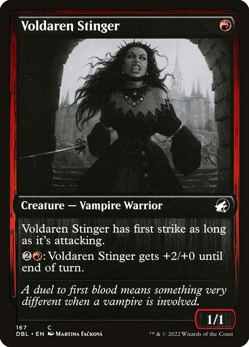 Voldaren Stinger, carta Magic di tipo Creature — Vampire Warrior illustrata da Martina Fačková