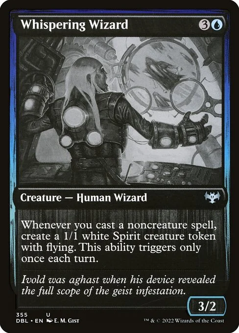 Whispering Wizard, carta Magic di tipo Creature — Human Wizard illustrata da E. M. Gist