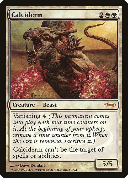 Calciderm, carta Magic di tipo Creature — Beast illustrata da Dave Kendall