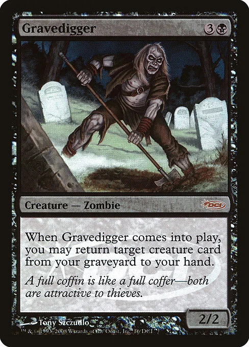 Gravedigger, carta Magic di tipo Creature — Zombie illustrata da Tony Szczudlo