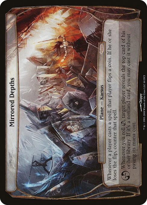Mirrored Depths, carta Magic di tipo Plane — Karsus illustrata da Chippy