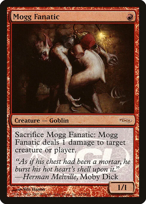 Mogg Fanatic, carta Magic di tipo Creature — Goblin illustrata da Nils Hamm