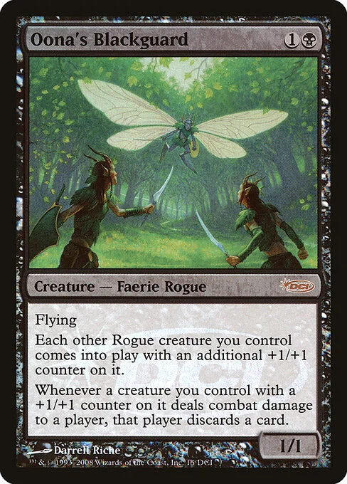 Oona's Blackguard, carta Magic di tipo Creature — Faerie Rogue illustrata da Darrell Riche