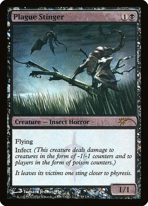 Plague Stinger, carta Magic di tipo Creature — Phyrexian Insect Horror illustrata da Tomasz Jedruszek