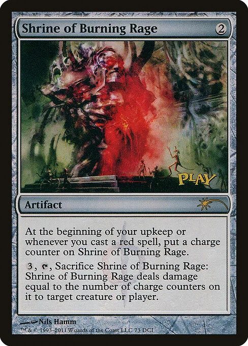 Shrine of Burning Rage, carta Magic di tipo Artifact illustrata da Nils Hamm