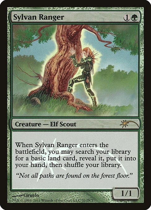 Sylvan Ranger, carta Magic di tipo Creature — Elf Scout Ranger illustrata da Ciruelo