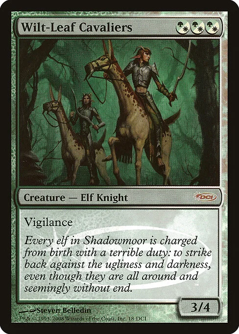 Wilt-Leaf Cavaliers, carta Magic di tipo Creature — Elf Knight illustrata da Steven Belledin