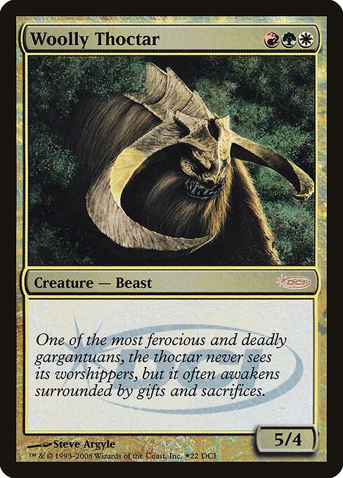 Woolly Thoctar, carta Magic di tipo Creature — Beast illustrata da Steve Argyle