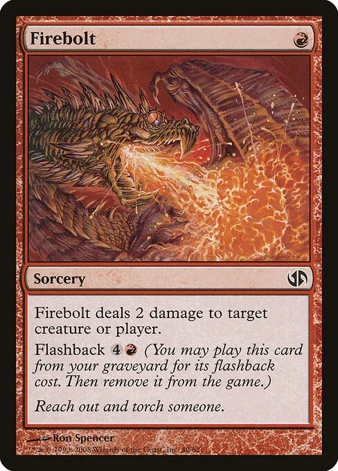 Firebolt, carta Magic di tipo Sorcery illustrata da Ron Spencer