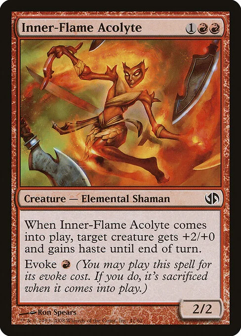 Inner-Flame Acolyte, carta Magic di tipo Creature — Elemental Shaman illustrata da Ron Spears