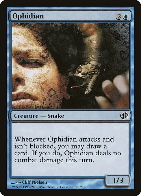 Ophidian, carta Magic di tipo Creature — Snake illustrata da Cliff Nielsen