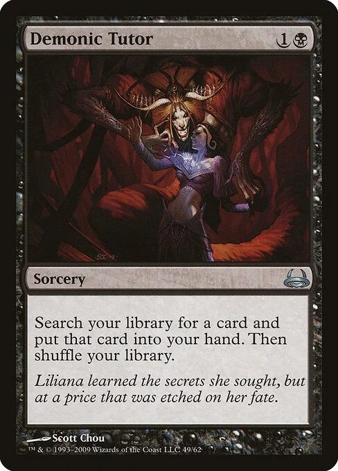 Demonic Tutor, carta Magic di tipo Sorcery illustrata da Scott Chou