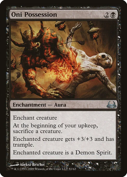 Oni Possession, carta Magic di tipo Enchantment — Aura illustrata da Aleksi Briclot