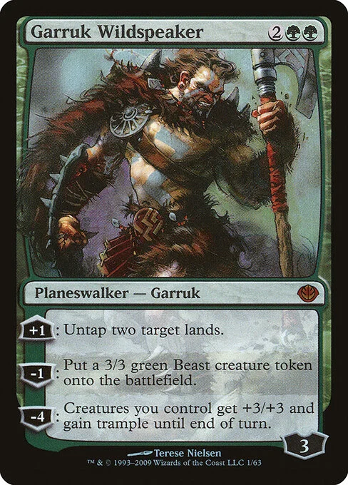 Garruk Wildspeaker, carta Magic di tipo Legendary Planeswalker — Garruk illustrata da Terese Nielsen