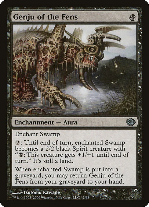 Genju of the Fens, carta Magic di tipo Enchantment — Aura illustrata da Tsutomu Kawade
