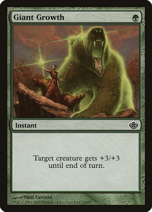 Giant Growth, carta Magic di tipo Instant illustrata da Matt Cavotta